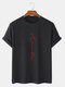 Mens 100% Cotton Script Print Casual Short Sleeve T-Shirts - Black