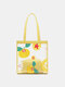 Women 2Pcs Waterproof Transparent Print Fruit PVC Multi-Carry Handbag Tote Shoulder Bag - Yellow