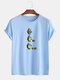 Mens Cartoon Avocado Print Cotton O-Neck Casual Short Sleeve T-Shirts - Blue