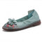Socofy Genuine Leather Hand Stitched Breathable Casual Flats - Mint Green