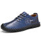 Menico Men Hand Stitching Cow Leather Outdoor Non Slip Casual Shoes - Blue