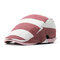 Men Women Cotton Stripe Beret Cap Duck Hat Sunshade Casual Outdoors Peaked Forward Cap - Red