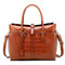Crocodile Pattern Handbag Solid PU Leather Crossbody Bag For Women - Brown