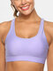 Women Solid Color Stretch Criss-Cross Breathable Sport Yoga Thin Bra - Purple