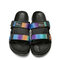 Men Double Gradient Color Band Slippers Comfy Non Slip Beach Sandals - Colorful