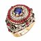 Bohemian Finger Rings Opal Gold Plated Blue Resin Crystal Hollow Rings Ethnic Jewelry for Women - Gold
