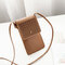 Women Casual Solid Hollow Out Touch Screen 6.3 inch Phone Shoulder Bag - Brown