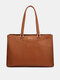 Women Faux Leather Fashion Multifunction Large Capacity Hardware Tote Handbag Shoulder Bag - Brown