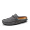 Men Breathable Hole Backless Soft Non Slip Casual Leather Loafers - Grey