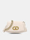 Women Faux Leather Large Capacity Chain French Underarm Bag Handbag Shoulder Bag - White