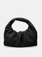 Women Vintage Faux Leather Solid Color Cloud Shape Handbag - Black