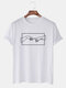 Mens Two Hands Graphic Printing Loose Casual T-shirts - White