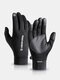 Men Dacron Spandex Plus Velvet Full-finger Outdoor Waterproof Windproof Warmth Non-slip Wear-resistant Touchscreen Gloves - Black