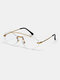 Unisex Fashion Simple Outdoor UV Protection Metal Diamond Frameless Sunglasses - White