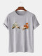 Mens 100% Cotton Flower Gesture Print Short Sleeve T-Shirt - Gray