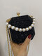Women Plastic Fashion Rhinestone Solid Color Pearl Chain Handbag Dinner Bag - Black