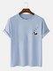 Plus Size Mens 100% Cotton Panda Pattern Fashion Short Sleeve T-Shirt - Blue
