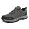 Men Large Size Lace-up Round Toe Non Slip Casual Outdoor Hiking Shoes - Gray