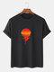 Plus Size Mens Sunset Graphic Print Cotton Fashion Short Sleeve T-Shirt - Black