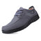 Men Old Peking Style Mesh Splicing Lace Up Casual Shoes - Grey