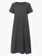 Casual Solid Color O-neck Short Sleeve Plus Size Dress for Women - Dark Grey