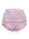 High Waisted Lace Cotton Crotch Tummy Shaping Butt Lifter Panty - Purple
