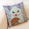 Cute Cat Modello Federa in cotone e lino Federa per divano Cuscino per auto - F