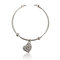 Crystal Heart Pendant Open Bangle Alloy Bracelet - Silver