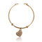 Crystal Heart Pendant Open Bangle Alloy Bracelet - Gold