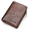 Genuine Leather Wallet Business Vintage 9 Card Holders Detachable Coin Bag For Men - Coffee