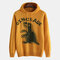 Mens Cartoon Dinosaur Letter Print Casual Loose Knitted Hooded Sweater - Yellow