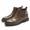 Men Brogue Carved Elastic Band Slip On Casual Chelsea Boots - Brown