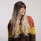 24 Inch Neat Bangs  Gradient  Wig Synthetic Hair with  Natural Fluffy Long Wavy Hair Wigs - 24 Inch