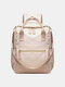 Women Nylon Brief Large Capacity Multifunction Solid Color Backpack - Beige