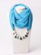 1 Pcs Chiffon Fake Pearl Decor Pendant Sunshade Keep Warm Scarf Necklace - Blue