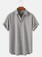 Mens Cotton Breathable Solid Color Casual Short Sleeve Shirts-5Colors - Gray