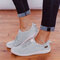 Large Size Women Canvas Solid Color Casual Flat Shoes - Grey