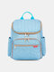 Women Nylon Fabric Casual Large Capacity Mommy Bag Wet and Dry Separation Design Backpack - Blue & Golden
