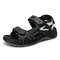 Men Cow Leather Waterproof Non Slip Hiking Leather Sandals - Black