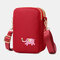 Women Elephant Printed Phone Bag Waterproof Casual Crossbody Bags - Red