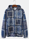 Mens Allover Ethnic Print Relaxed Fit Pouch Pocket Drawstring Hoodies - Blue