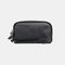 Women Genuine Leather Lychee Pattern Money Clip Wallet Clutch Bag - Black