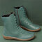 Large Size Zipper Mid Calf Solid Color Knight Boots - Green