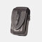 Men EDC Genuine Leather 6.5 Inch Phone Holder Waist Belt Bag - Black