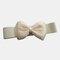 Women Elastic Band Bow Super Wide Waist Hang Buckle Belt Dress Accessories - White