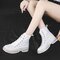 Women Lace up Cloth Shoes Solid Color Wear-resistant Boots - White