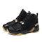 Men Comfy Slip Resistant Breathable Casual High Top Basketball Sneakers - Black Gold