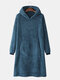 Mens Solid Color Kangaroo Pocket Plush Warm Oversized Blanket Hoodie Robe - Blue