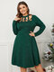 Plus Size Christmas Glitter Cut Out Zip Back Fastening Dress - Green