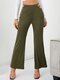 Solid Color Hollow Zipper Elastic Casual Pants For Women - Green